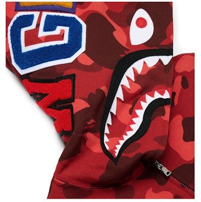 BAPE Color Camo Shark Full Zip Hoodie Red Order BAPE Color Camo Shark Full Zip Hoodie Red