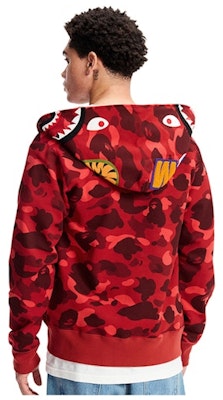BAPE Color Camo Shark Full Zip Hoodie Red Shop BAPE Color Camo Shark Full Zip Hoodie Red