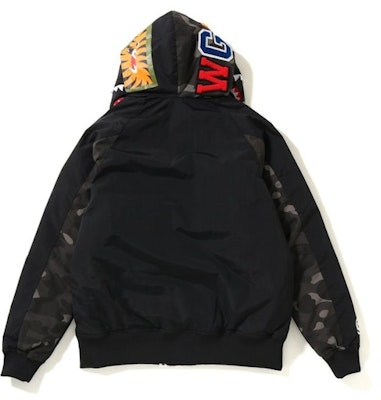 Bape jaket hoodie hitam Camo Shark berwarna-warni. Lookbook Bape jaket hoodie hitam Camo Shark berwarna-warni.