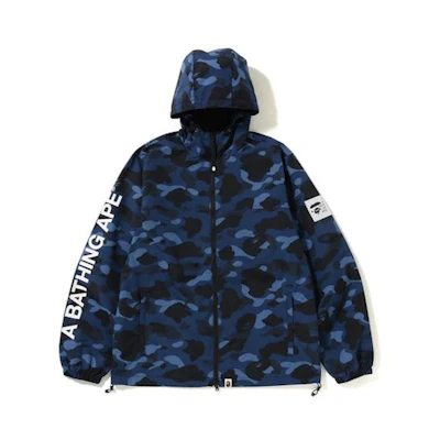 Bape Color Camo Shark Hoodie Down Jacket Navy