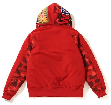 Bape Shark Hoodie Jaket Tebal Merah Camo Warna Lookbook Bape Shark Hoodie Jaket Tebal Merah Camo Warna