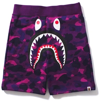 BAPE Color Camo Shark Sweat Shorts Purple Buy BAPE Color Camo Shark Sweat Shorts Purple