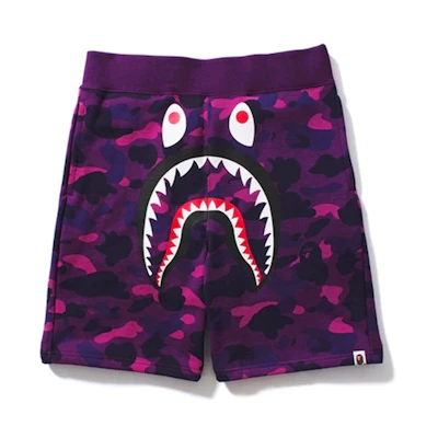 BAPE Color Camo Shark Sweat Shorts Purple