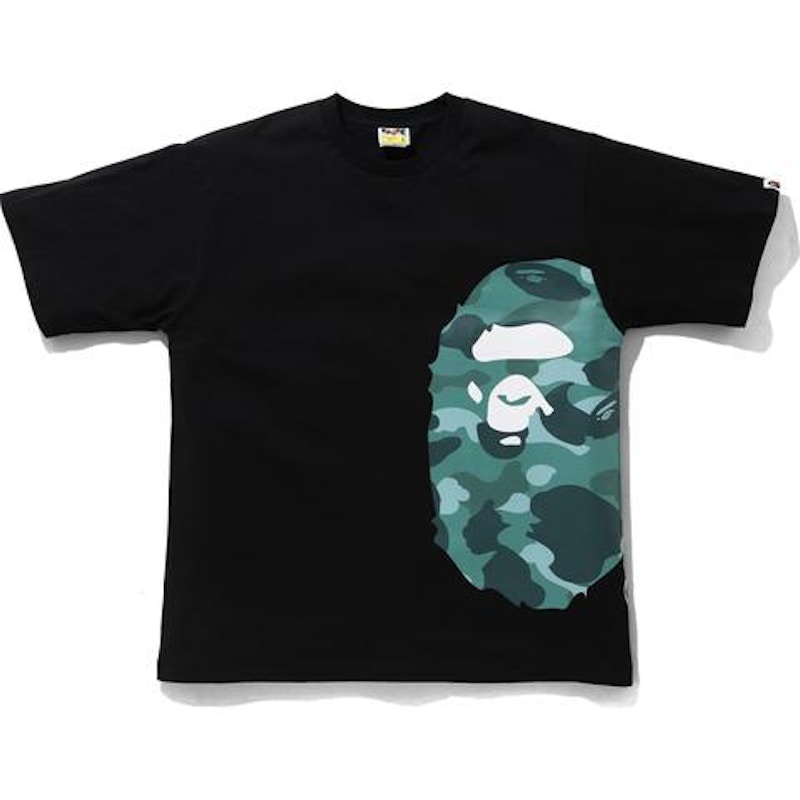 Buy BAPE Kaos Santai Kepala Kera Besar Camo Warna Hitam/Hijau
