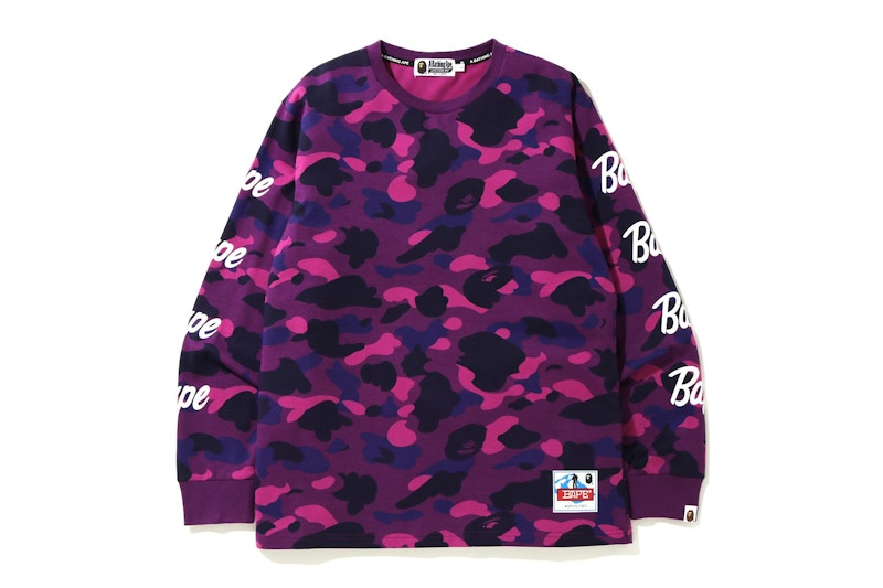 BAPE Color Camo Sleeve Logo L/S Tee Purple