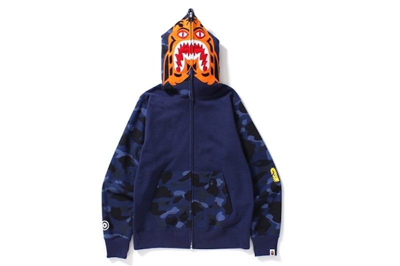 BAPE Color Camo Tiger Full Zip Hoodie Navy 圖 3