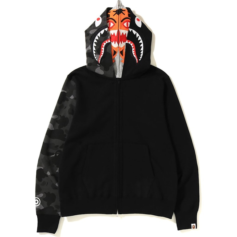 Buy Bape Hoodie Hitam Camo Tiger Shark dengan Resleting Penuh