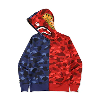 BAPE Colorblock Camo Shark Full-Zip Hoodie Fall Collection 1H20-115-014