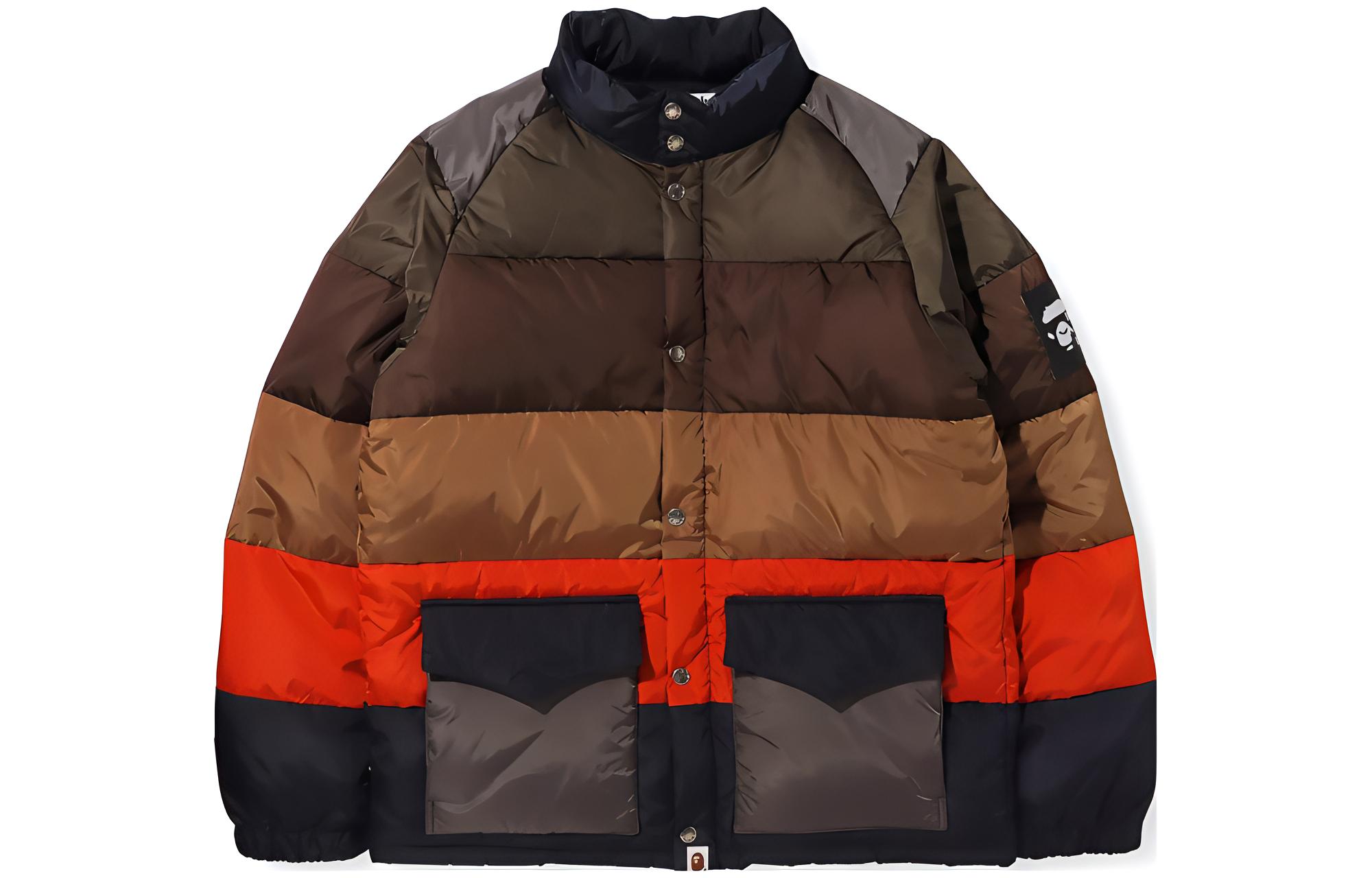 BAPE Colorblock Stand Collar Long Sleeve Jacket Brown 1H80-141-001