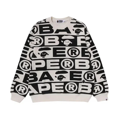 BAPE Crewneck Long Sleeve Sweatshirt with All-Over Letter Print 1J70-113-002