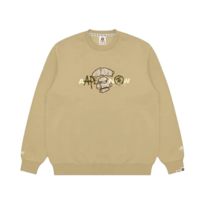 BAPE Crewneck Slim Fit Long Sleeve Sweatshirt with Logo Print Design AAPS-WMB-314
