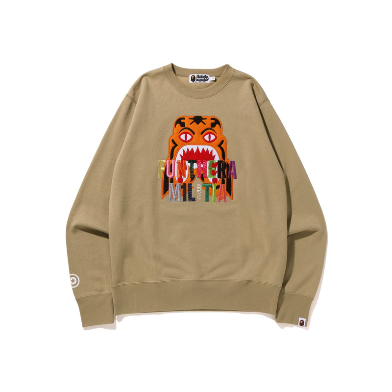 BAPE Crewneck Sweatshirt with Tiger Head and Colorful Letter Embroidery 0ZXSWM113012J