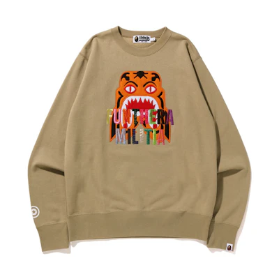 BAPE Crewneck Sweatshirt with Tiger Head and Colorful Letter Embroidery 0ZXSWM113012J