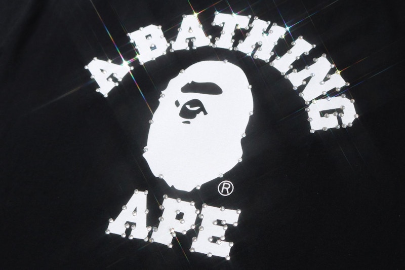 BAPE Crystal Stone College Tee Black/Clear 圖 2