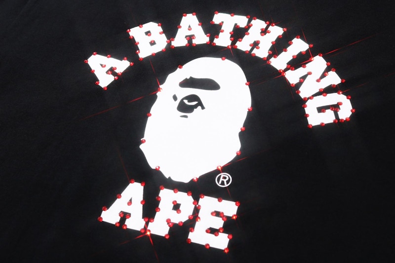 Order BAPE Crystal Stone College Tee Black/Red