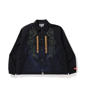 BAPE Cyber Quadrant Graphic Coach Jacket Black Relaxed Fit 1I30-140-010