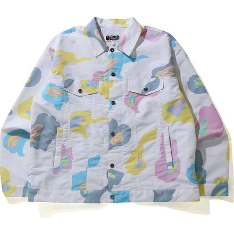 BAPE Def Camo Loose Fit Trucker Jacket White