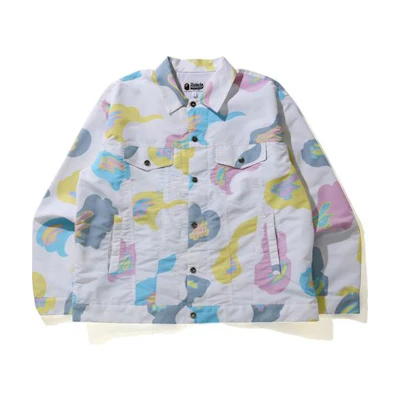 BAPE Def Camo Loose Fit Trucker Jacket White