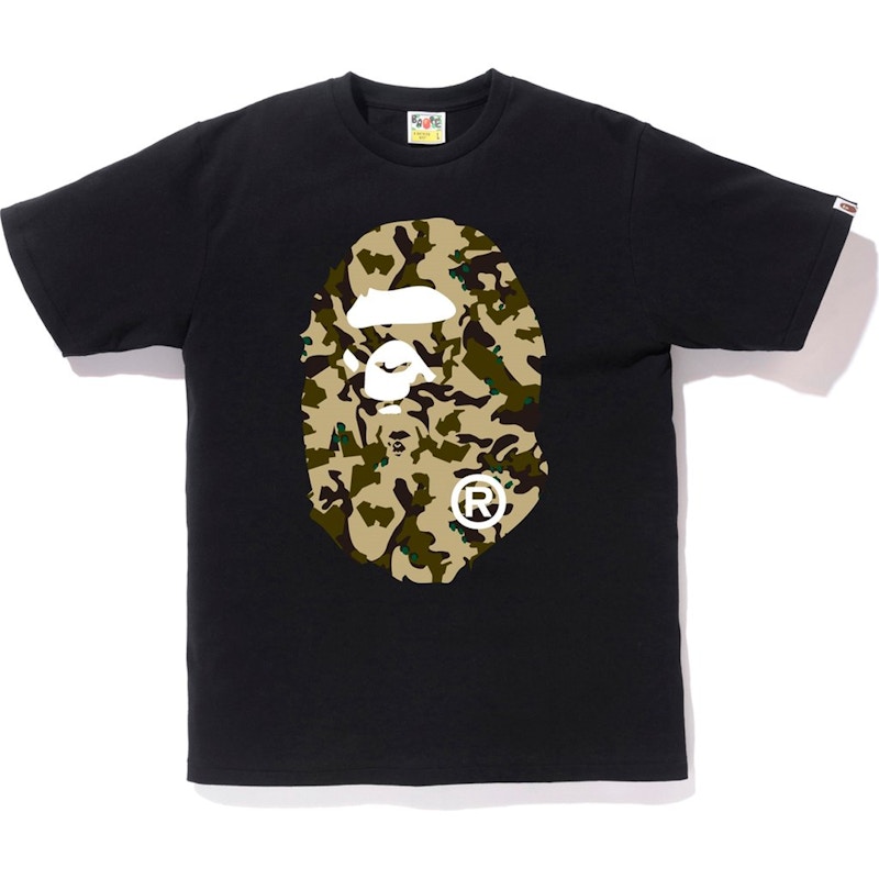 Buy Bape Space Camo Ape Face On Bapesta Tee Black - Novelship