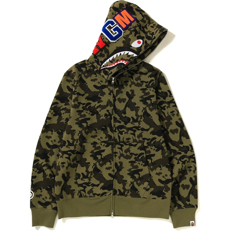 Buy Hoodie Full Zip Bape Desert Camo Shark Hijau