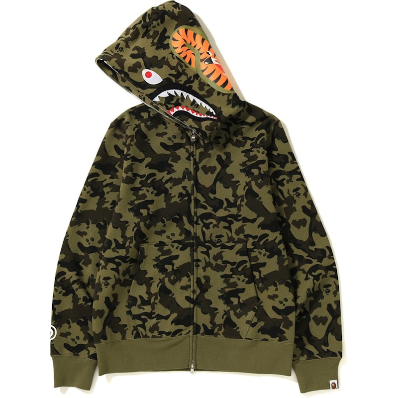 Bape Desert Camo Shark Full Zip Hoodie Green 圖 2