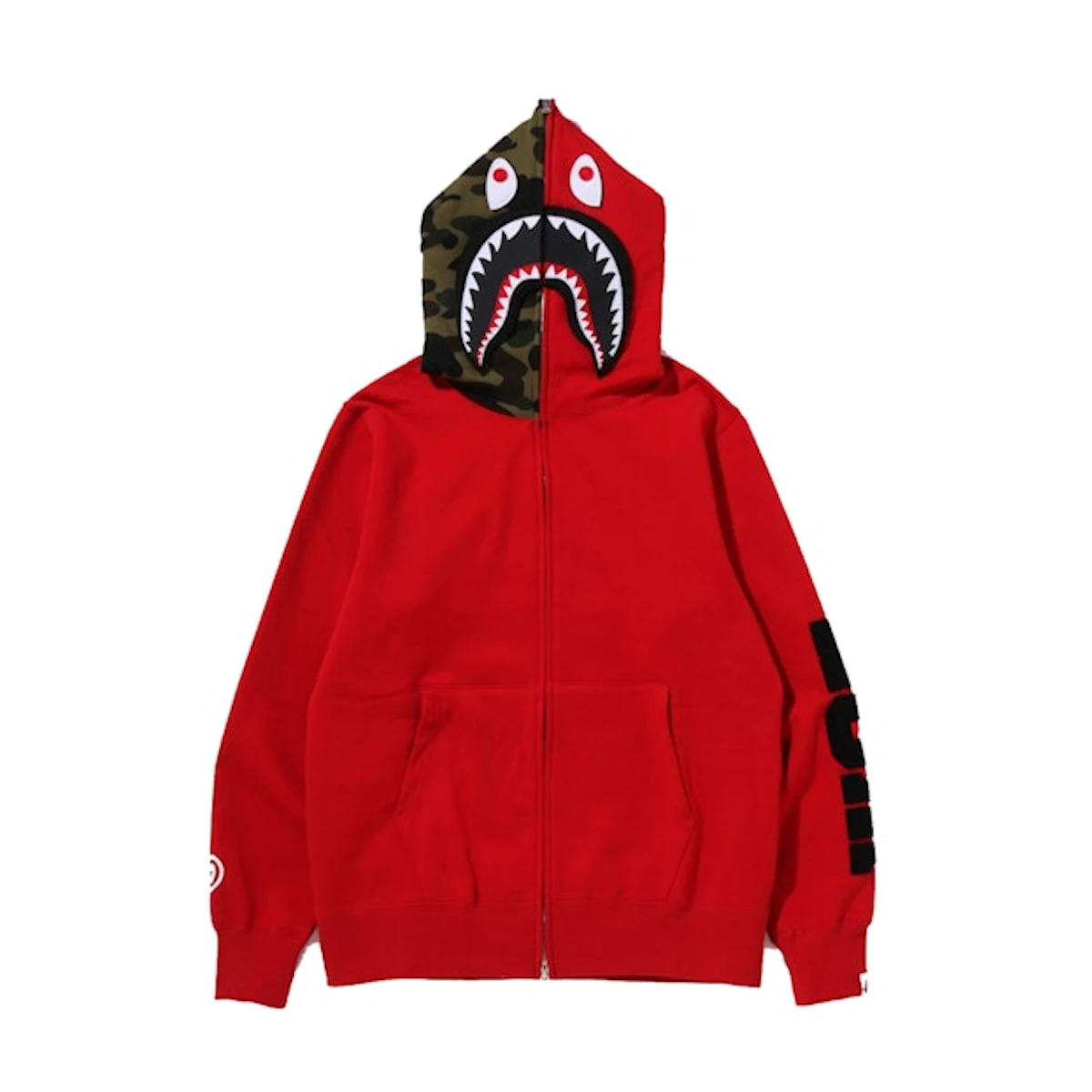 BAPE Detatchable Shark Full Zip Hoodie 'Red'