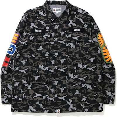 BAPE Digital Camo Shark Military Relaxed Shirt Hitam Buy BAPE Digital Camo Shark Military Relaxed Shirt Hitam