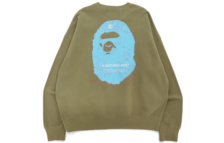 BAPE Digital Mosaic Ape Logo Pullover Crewneck Sweatshirt Mens 1H70-113-006