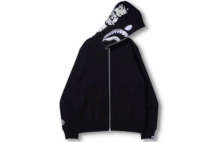 BAPE Digital Shark Full Zip Hoodie Black Glow-in-the-Dark Jacket 1I30-115-012
