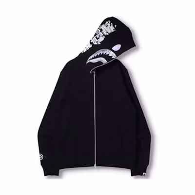 BAPE Digital Shark Full Zip Hoodie Black Glow-in-the-Dark Jacket 1I30-115-012