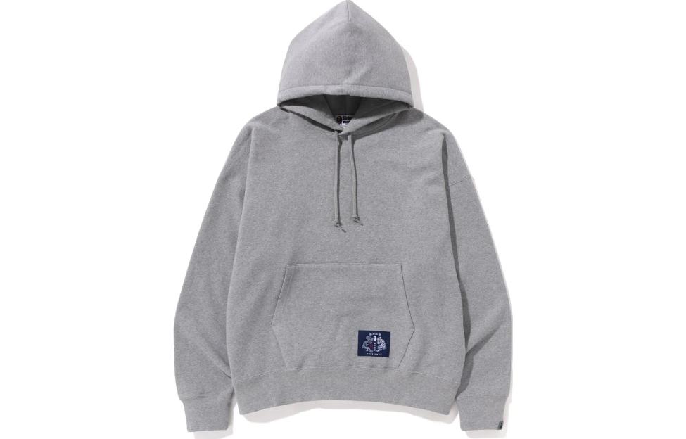 BAPE Dragon Graphic Hoodie with Embroidered Logo and Kangaroo Pocket - Grey 1J30-114-013