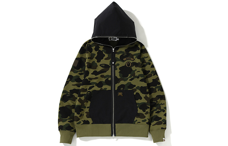 BAPE Embroidered Logo Camo Patchwork Hoodie Jacket Unisex 0ZXSWM115010C