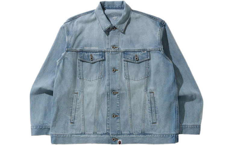 BAPE Embroidered Loose Fit Denim Jacket Mens Denim Blue 1G70-140-006