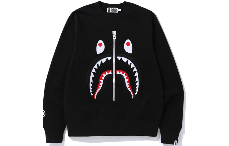 BAPE Embroidered Shark Pullover Hoodie Unisex Black 1F80-113-008BLACK