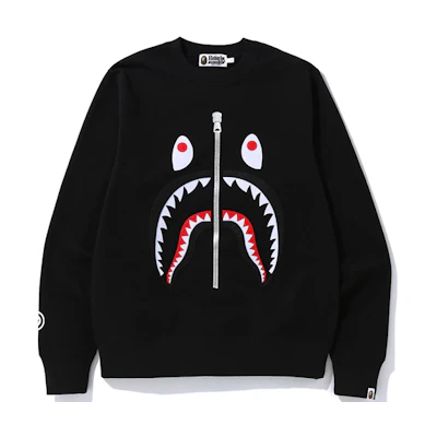 BAPE Embroidered Shark Pullover Hoodie Unisex Black 1F80-113-008BLACK