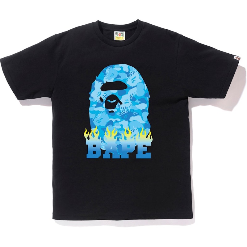 Bape Fire Camo Flame Tee Black Blue