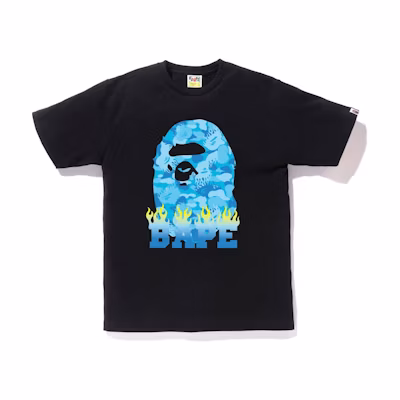 Bape Fire Camo Flame Tee Black Blue