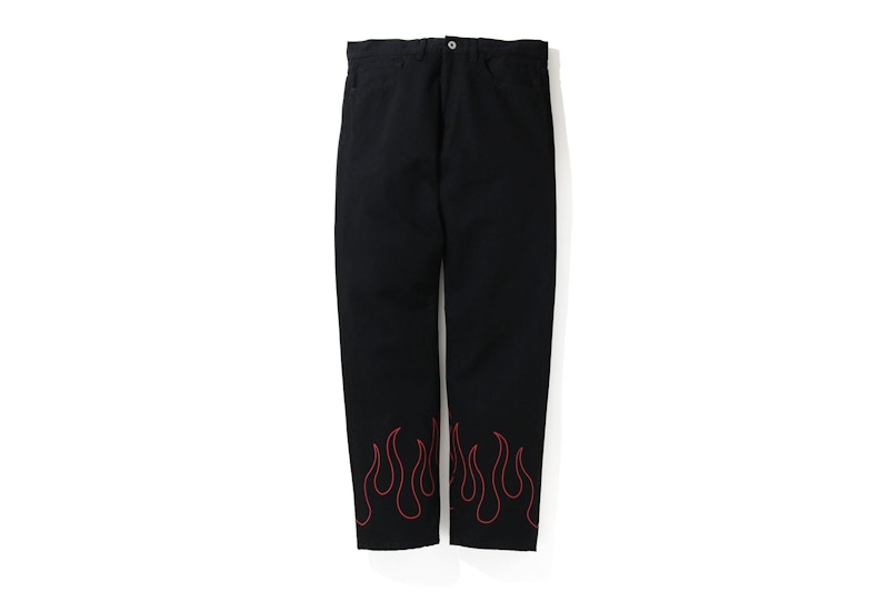 BAPE Flame Denim Pants Black