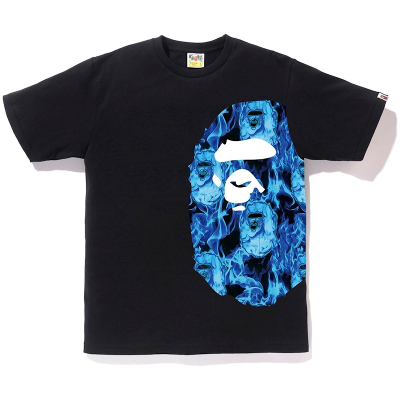 BAPE Flame Side Big Ape Head Tee Black/Blue