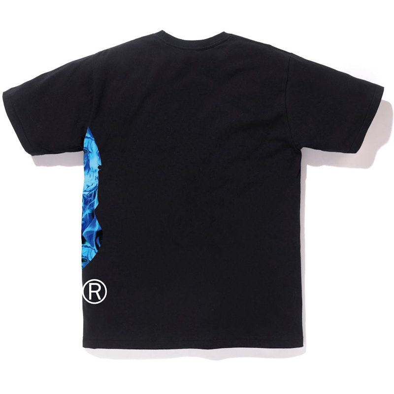 BAPE Flame Side Big Ape Head Tee Black/Blue 圖 2