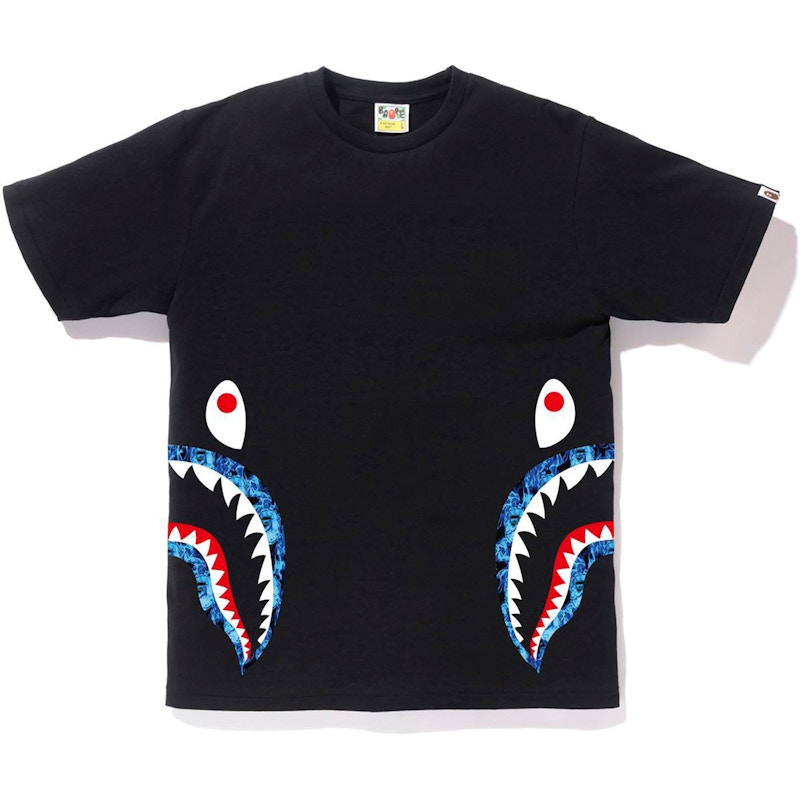 BAPE Flame Side Shark Tee Black/Blue