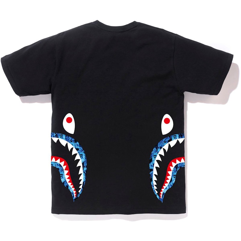 BAPE Flame Side Shark Tee Black/Blue 圖 2