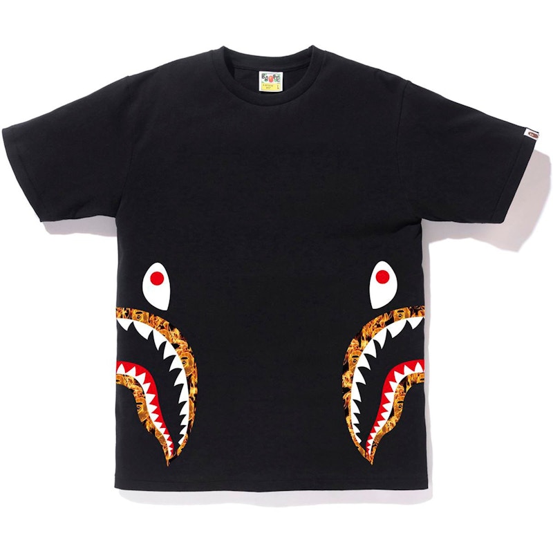 Buy BAPE 火焰鲨鱼短袖 黑色/橙色