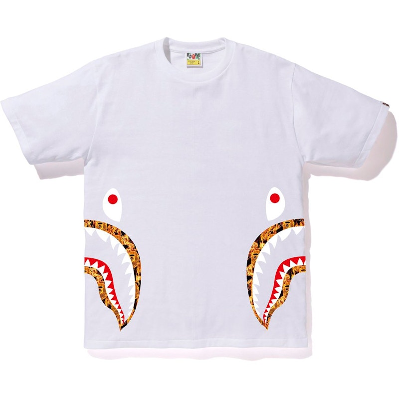 Buy BAPE Flame Side Shark Baju Putih/Jingga