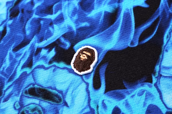 BAPE Flame Wide Crewneck Blue Lookbook BAPE Flame Wide Crewneck Blue