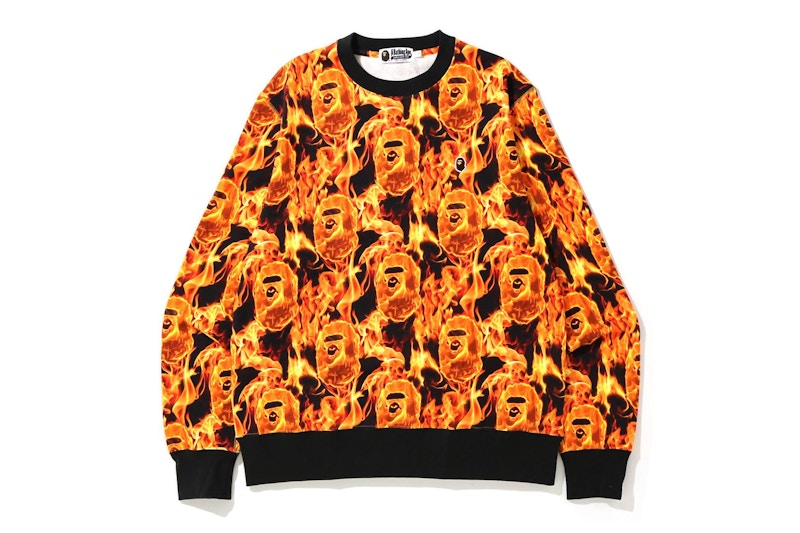 BAPE Flame Wide Crewneck Orange