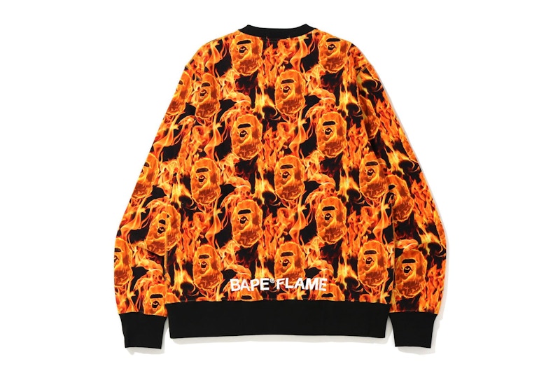 Order BAPE Flame Wide Crewneck Orange