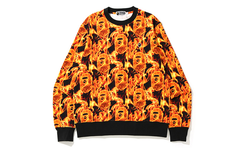 BAPE Flame Wide Crewneck Sweatshirt Unisex Stylish Graphic Design. 0ZXSWM113010E 圖 3