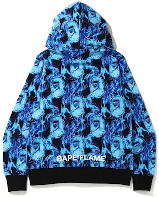 BAPE Flame Wide Full Zip Hoodie Blue Order BAPE Flame Wide Full Zip Hoodie Blue