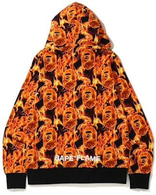 BAPE Flame Wide Full Zip Hoodie Orange Order BAPE Flame Wide Full Zip Hoodie Orange